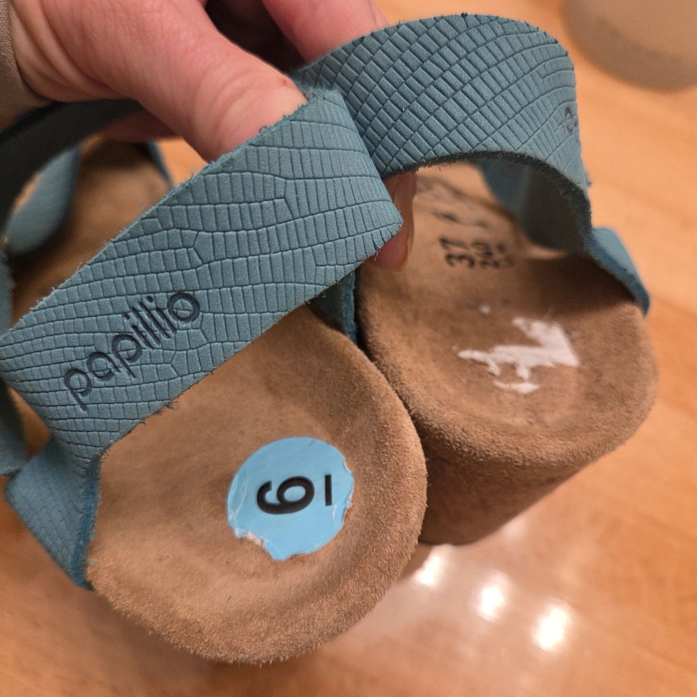 Birkenstock Papillio Sibyl Embossed Leather Wedge Sandals Biscay Bay Size 37 NEW - Picture 7 of 10